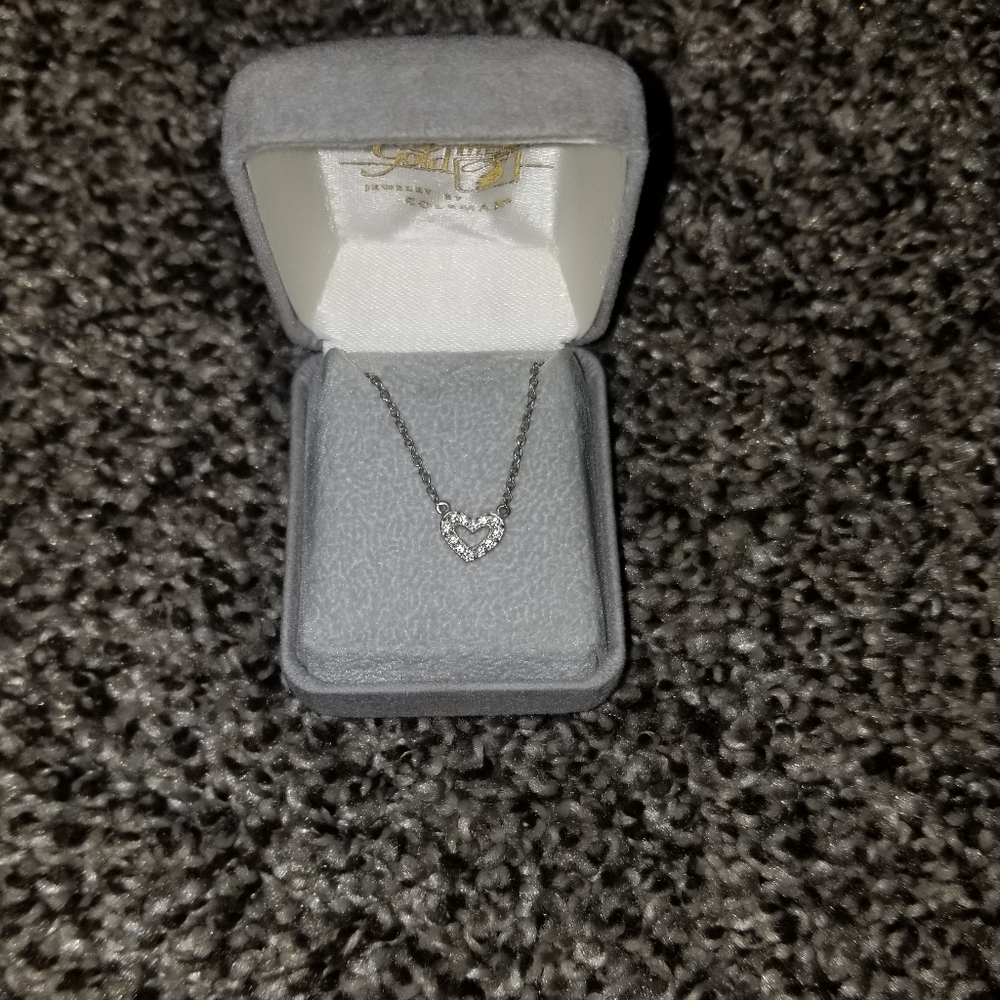 Heart necklace sterling silver diamond Heart Pendant & Chain black hills gold